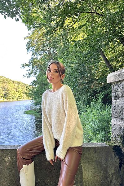 Elbee Fashion Woman Pulover de tricotaj cu model de piatră