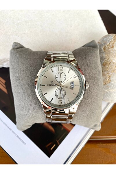 Coliseum Round Inside White Silver Men's Wrist Watch
