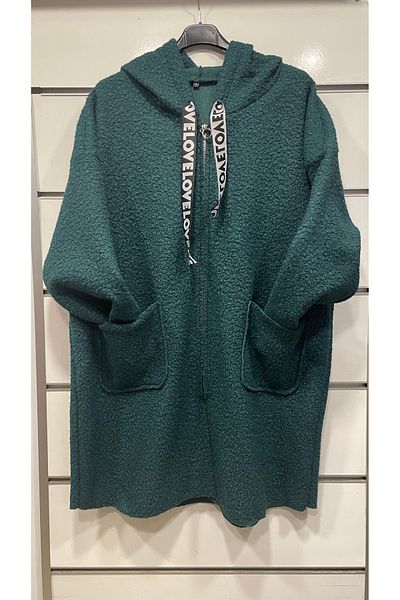 ŞIK STİL LARGE SIZE ZIPPERED HOODED JACKET-CARDIGAN-Coat-COAT