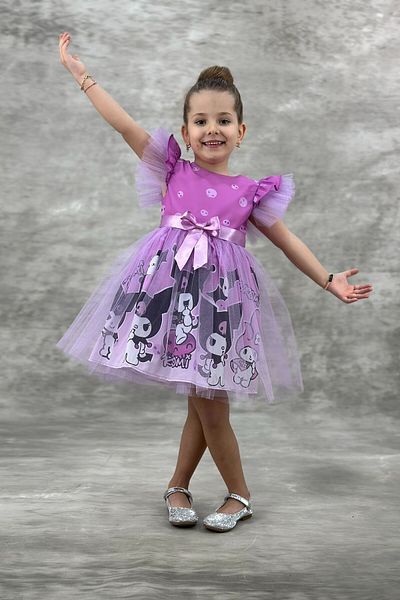 ABİYEKİDS Lilac Kuromi Kids Birthday Dress - Aby4481