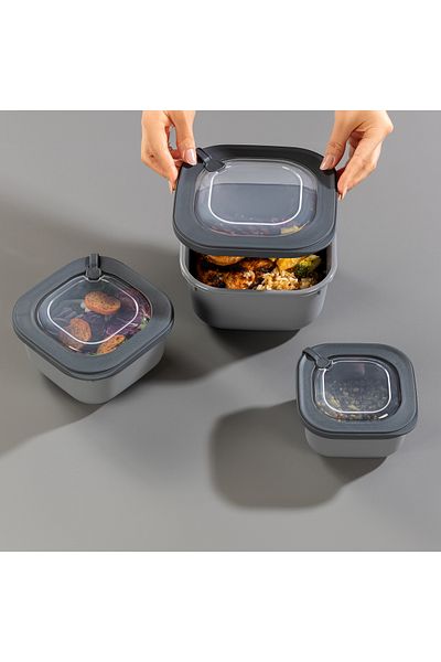 Soft Chef 3-Piece Green Special Storage Container Set with Vip Lid, Suitable for Microwave and Freeze
