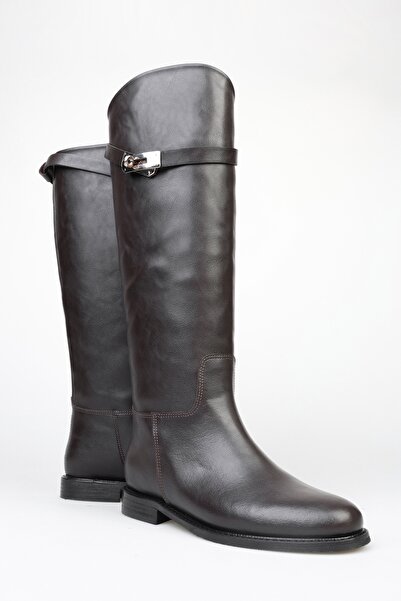 Shoeberry Női Larissa barna bőrcsatos lovaglócsizma