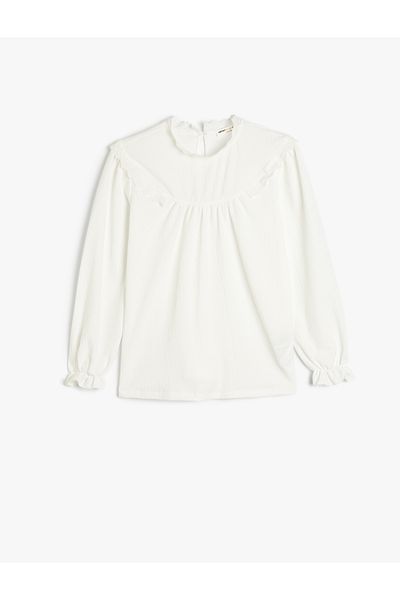 Koton Lace Detailed Long Sleeve Stand Collar Blouse