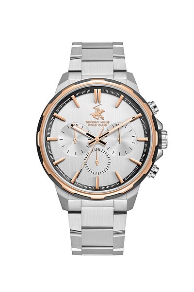 Beverly Hills Polo Club BEVERLY HILLS POLO CLUB BP3651X.330 Men Multi Function Display Watch & Metal Strap Silver