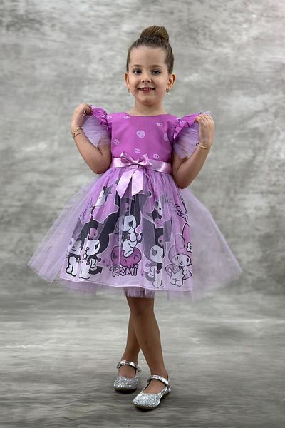 ABİYEKİDS Lilac Kuromi Kids Birthday Dress - Aby4481