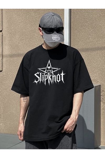 DEEPSENCE Μπλουζάκι SLIPKNOT Μπροστινή στάμπα Unisex Μαύρο Oversize