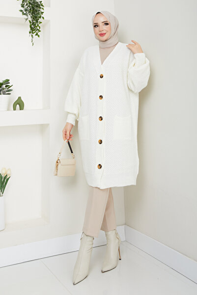 Pamuk Butik Γυναικεία Πλεκτή Ζακέτα με μπαλόνι με τσέπες