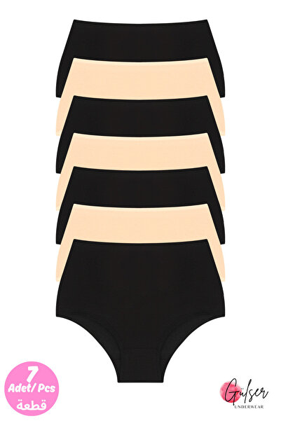 GÜLSER UNDERWEAR سراويل داخلية نسائية قطنية عالية الخصر - عبوة كاجوال من 7 قطع