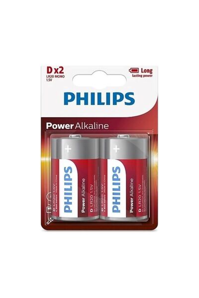 Philips LR20P2B/05 LR20 Mono 1.5V Power Alkalin Büyük Boy D 2 li Pil