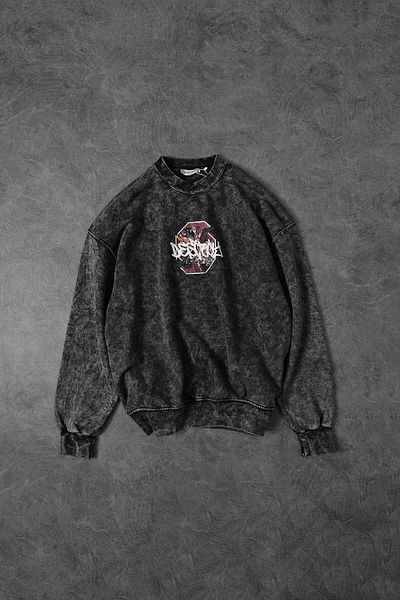 Slatra Ανδρικό φούτερ σε γκρι Desire Washed Crew Neck Oversize