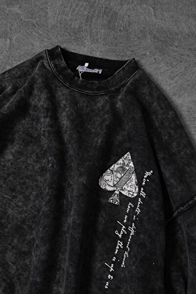 Slatra Чоловічий антрацитовий светр з капюшоном, з вимитим ефектом, великий розмір