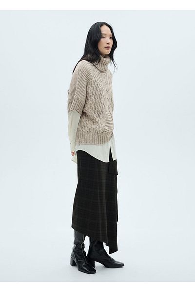 MANGO Woman Short-Sleeved Knit Pattern Sweater