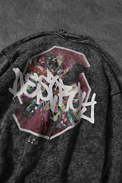 Slatra Чоловічий сірий Desire праний світшот з велосипедним коміром Oversize