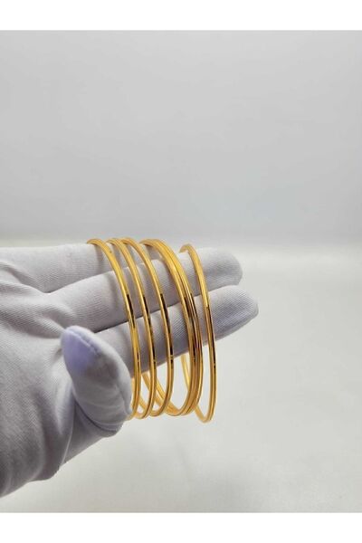 Genel Markalar Ince Parlak Ayar Sade Altın 1 Ajda Kaplama 22 Bilezik Adet Ray