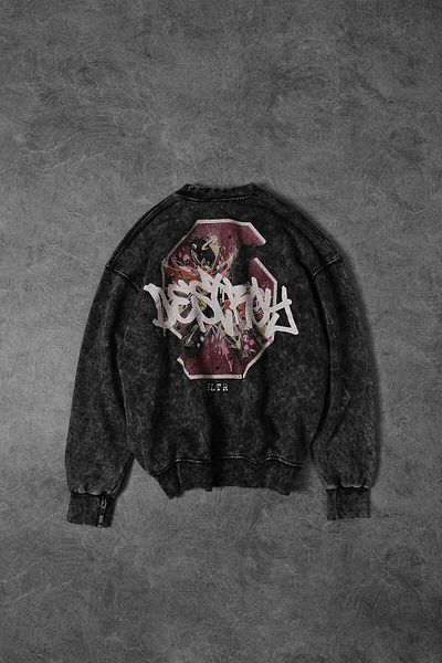Slatra Ανδρικό φούτερ Anthracite Desire Washed Crew Neck Oversize