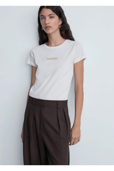MANGO Woman 100% βαμβάκι, μπλουζάκι με λογότυπο