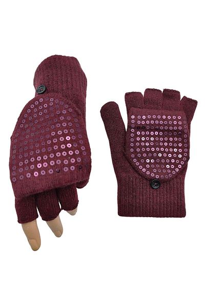 AXE SPORTSWEAR Winter Knitwear Gloves Glove - Big Toe Closed, Four Finger Cutout, Fingerless Button Sequin