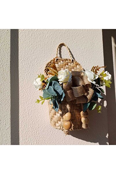 Home Σετ 3 τεμαχίων διακοσμητικό στολίδι για πόρτα, χαλάκι δαπέδου και καλάθι από ευκάλυπτο