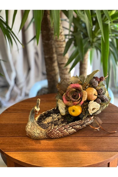 MGS COLLECTION Dekoratif Masaüstü Meyvelik Tavus Şekerlik Dk