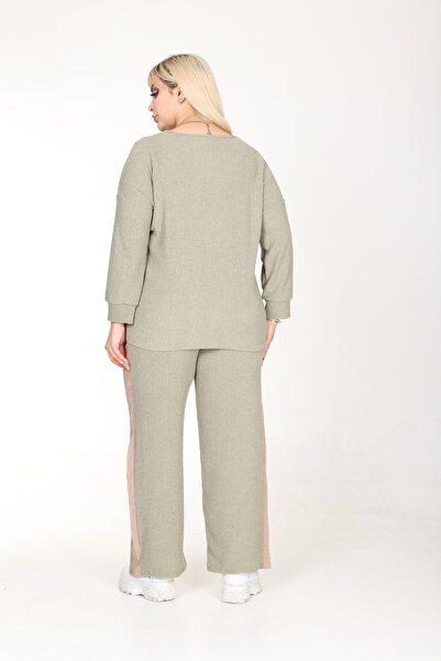 MJORA Color Block Collar Zippered Wrap Bottom-Top Set