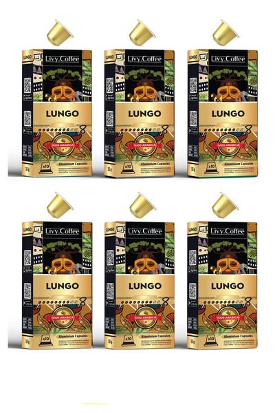 Livy Coffee نسبريسو ®   متوافق مع 60 كبسولة قهوة لونغو - ألومنيوم