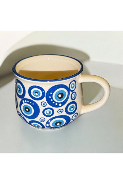 naturalife Handmade Blue Rings Pattern Ceramic Mug - Simplicity and Elegance Together