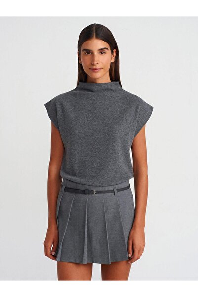 Dilvin Yumuşak Dokulu Örme Süveter-Antrasit