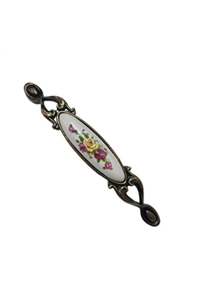 FESTİVAL ميراي 96 ملم بورسلين أصفر معدني عتيق مع نقش زهرة صفراء / 5 قطع