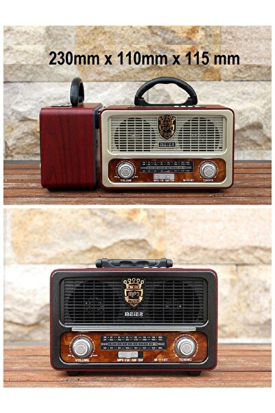 Genel Markalar Nostalji Radyo Ahşap Görünümlü Kumandalı Bluetooth-Usb-Sd Kart...