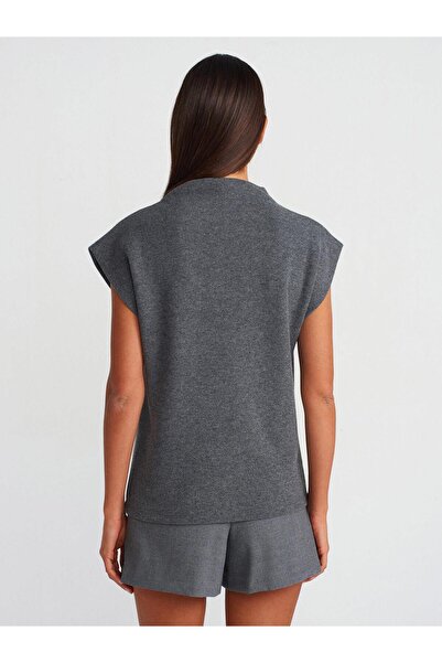 Dilvin Yumuşak Dokulu Örme Süveter-Antrasit