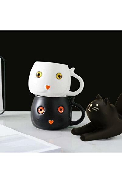 Livava Kitten Porcelain Mug, Black, 13X7