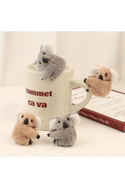 Çiçek Antalya Koala Patterned Grey and Brown Cute Hairpin - Car, Women's Laptop Accessory