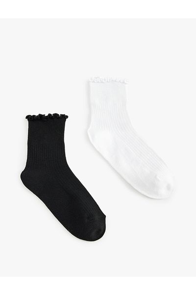Koton Set of 2 Ruffle Detailed Multicolored Socks