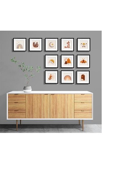 Senden Hediye Classic Black Square Frames with Adhesive Disconnect and Mat - Pack of 3 21X21Cm Black