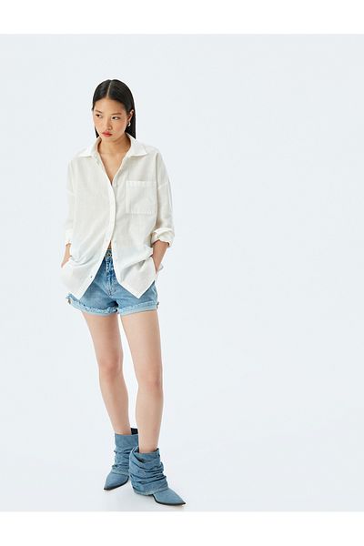 Koton Classic Lapel Button Pocket Detail Long Sleeve Shirt