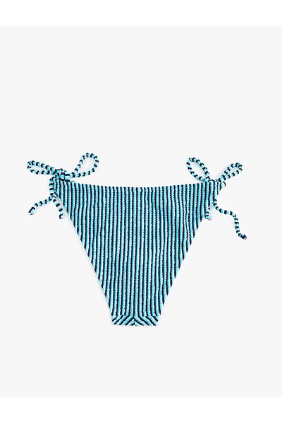 Koton Striped Drawstring Bikini Bottoms with Side Ties