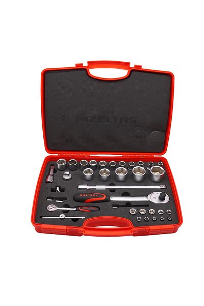 İzeltaş Iseltas 1113001038   1/4''-1/2'' Six Corner Socket Wrench Set 35 Pieces