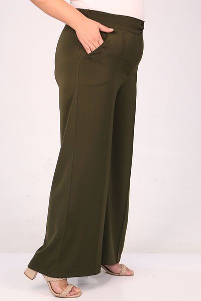 Eslina 39037 Plus Size Aspen Elastic Waist Trousers - Khaki