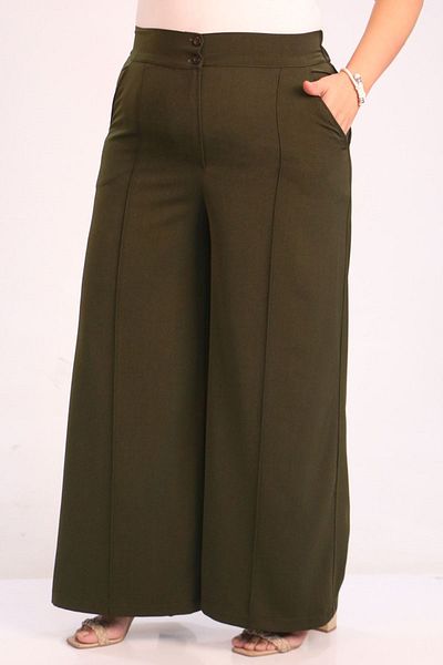 Eslina 39037 Plus Size Aspen Elastic Waist Trousers - Khaki