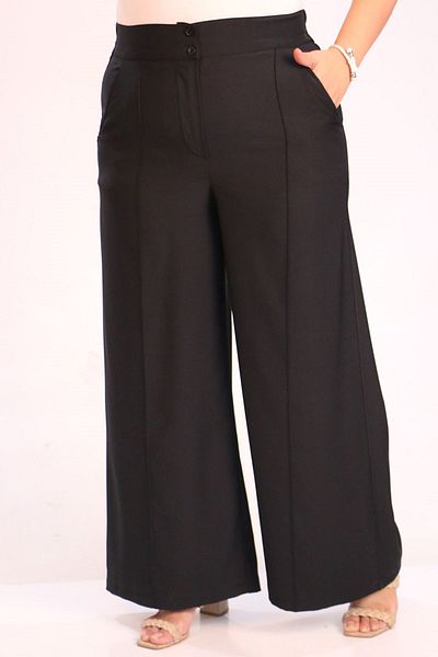Eslina 39037 Plus Size Aspen Elastic Waist Trousers - Black