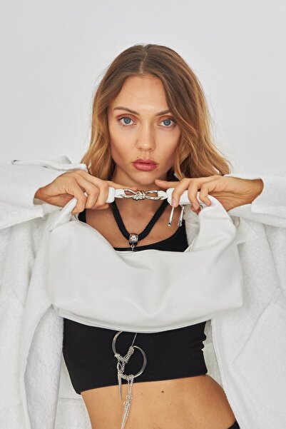 LAMANTE BEYAZ DERİ KOL ÇANTASI