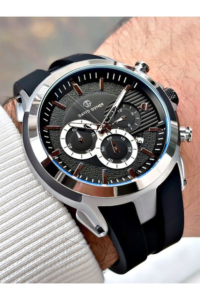 DAVID GUNER Men's Wrist Watch with Black Silicone Cord Function 8655B