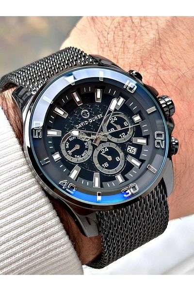 DAVID GUNER Men's Watch with Smoke Color Steel Band - 8263V3
