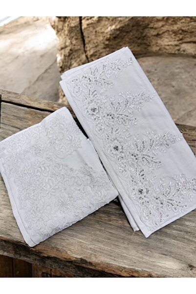 Dantelux Набір весільних рушників з камінцями, 2 штуки, рушники для рук і обличчя, весільні рушники 50X90 см