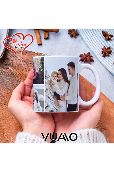 VUAO Kişiye Özel 4 Fotoğraflı Kolaj Kupa Bardak - Size Özel Hediye