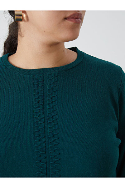 LC Waikiki Bisiklet Yaka Dokulu Kadin Triko Kazak - W4CO19Z8