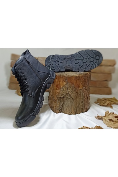 MODESA BY KAVCAR Hakiki Deri Siyah Kışlık Erkek Deri Bot