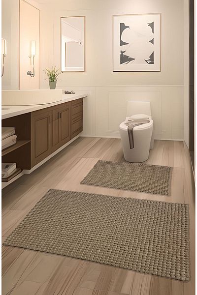 FeelHome Pamukkale Soft, Super Absorbent 2 τεμαχίων 100% βαμβάκι Ultra Luxury Σετ πατάκι μπάνιου Cappucino