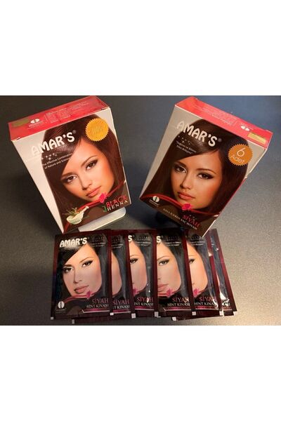 Amars Henna Kına Içeren Saç Boyası Siyah Renk 6’lı 10g Paket- 1 Kutu