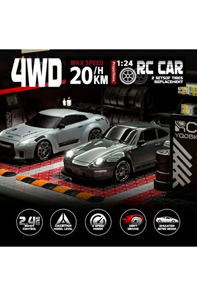 Genel Markalar Porsche 911 1:24 Drift 4X4 Şarjlı RC Uzaktan Kumandalı 20 Km/s Hızında Hediyelik Oyuncak